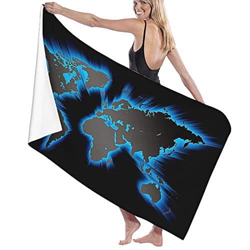 Aroons Bath Towels For Bathroom World Map Printed Super Soft Microfiber Beach Towel Bath Sheets 52X32 Inch #TOP1
