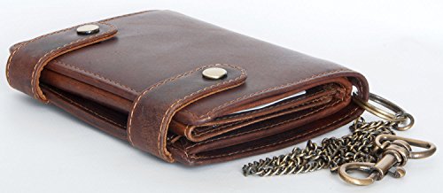 FLW Men's Genuine Leather Biker's Wallet with Metal Chain without Any Logos or Markings2