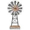 MODE HOME Galvanized Windmill Table Clock on Stand, Vintage Desk and Shelf Clock, Decorative Farmhouse Kitchen Clock Mantel Clock, Rustic Windmill Decor
