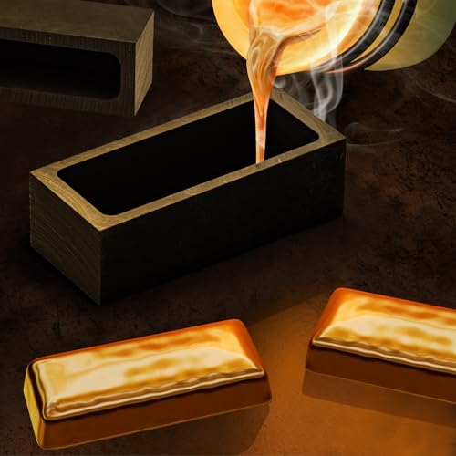 Layhit 4 Pcs Graphite Ingot Molds Pure Crucible Ingot Mould for Casting Gold Silver Metal Aluminum Copper Brass Melting Refining