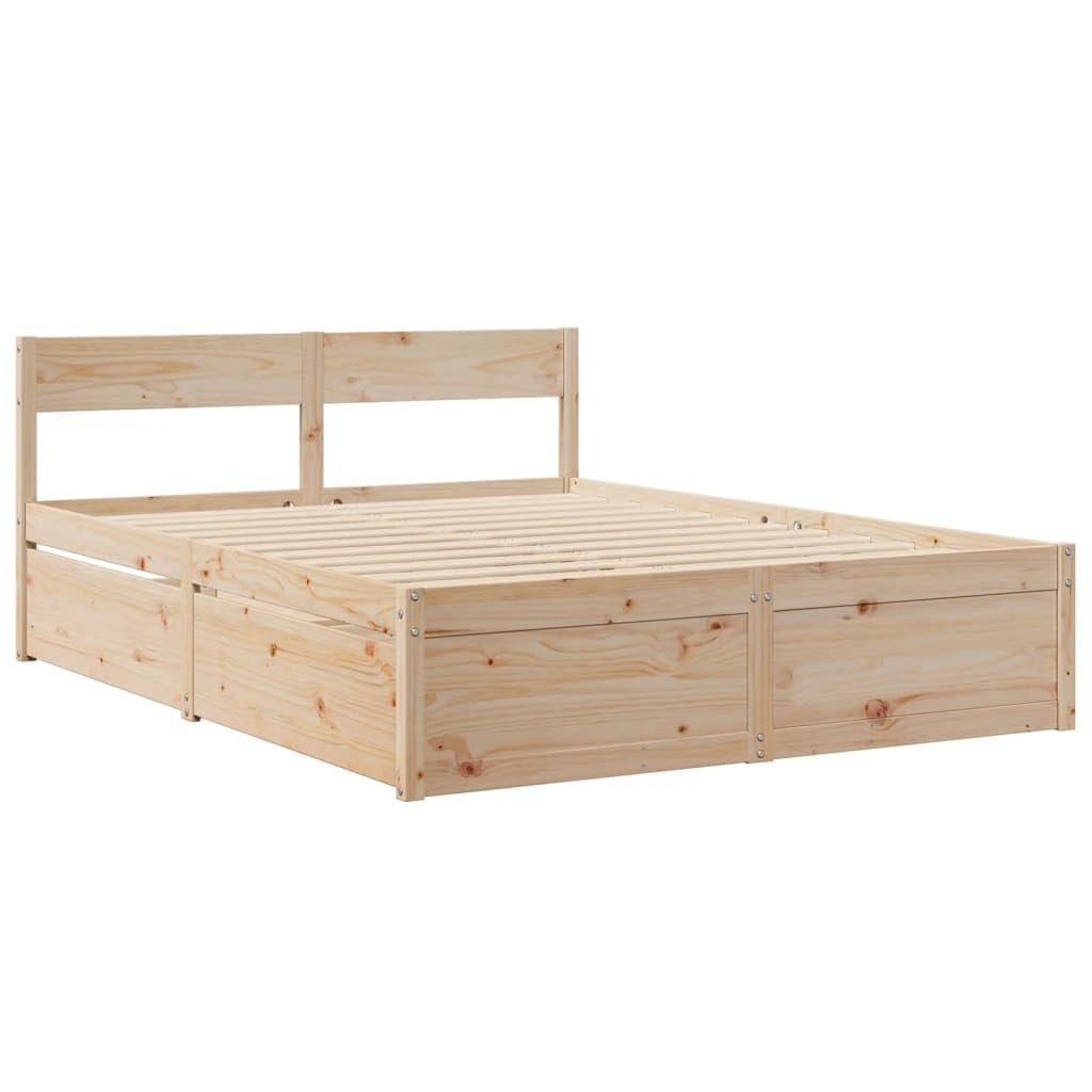 vidaXL Giroletto con Cassetti 150x200 cm in Legno Massello di Pino, giroletto con cassetti, arredo Camera da Letto, Letto Contenitore