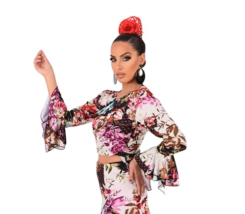 Image of Top-Bolero de Tejido elstico, Cruzado y de Mangas con Volante, Ideal para la Danza Flamenca o Sevillanas