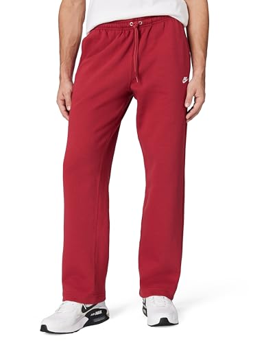 Nike Men's Club Open Hem Brushed Fleece Pants, Team Crimson/Team Crimson/White, X-Large