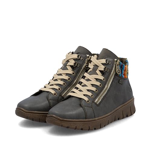 Rieker N1305 Heike Women's Lace Boots Basalt/Orange-Multi 8 M US