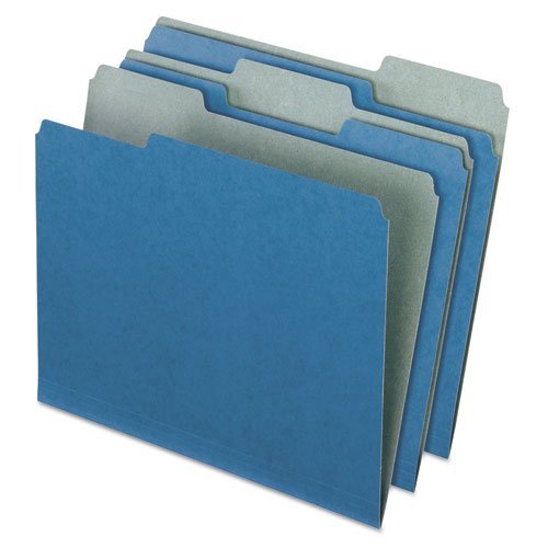 Pendaflex 04302 1 by 3 Cut Top Tab Earthwise Recycled Colored File Folders - Letter, Blue