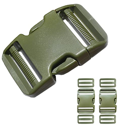 Buckle For 2 Inch/50Mm Strap Webbing, 2 Set Quick Side Release Buckles 4 Pcs Tri-Glide Slide Dual Adjustable No Sewing Clips Snaps Heavy Duty Plastic Replacement For Nylon Webbing Straps Backpack Fanny Pack Belt Dog Collars #TOP27