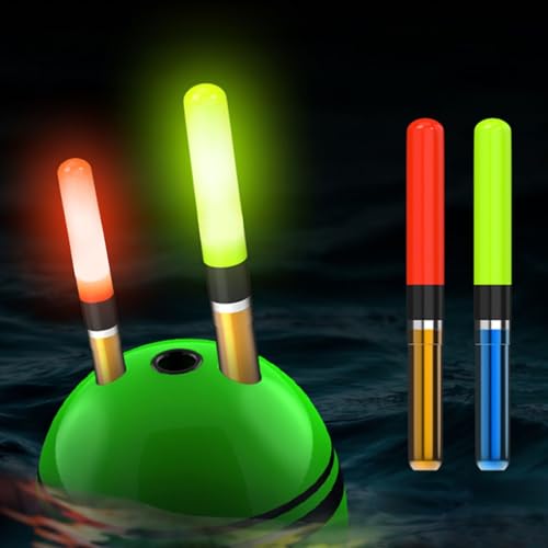 Fawyobs Green 10PCS Set, Fluorescent Light for Night Fishing, Fishing Float Glow Sticks, Tail Light for Sea Fishing Electronic Bobbers