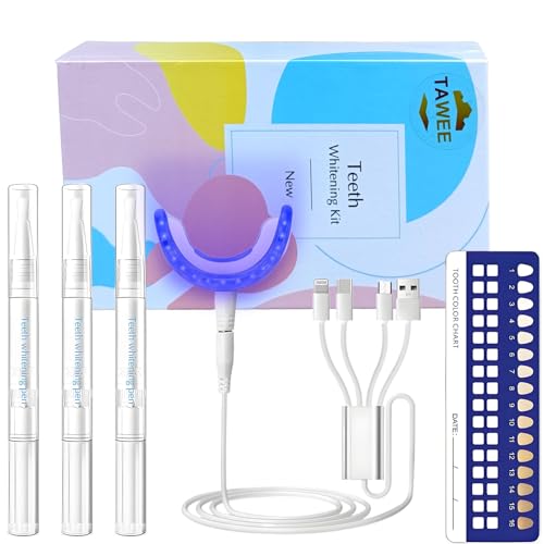 TAWEE Teeth Whitening Kit Safe for Sensitive Teeth & Enamel Wired Tooth whitening Accelerator Light...