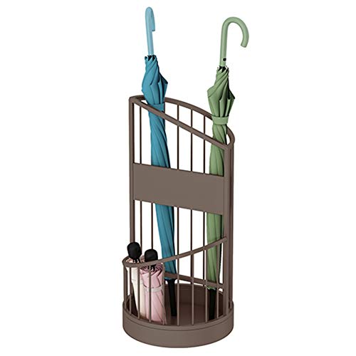 Support de rangement rond en métal marron à 2 niveaux pour parapluies et cannes