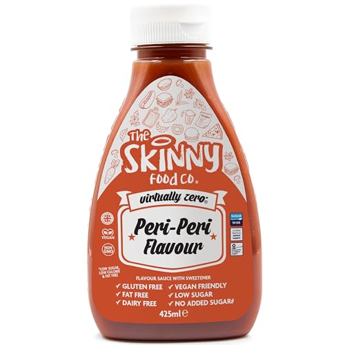 Skinny Food Co Sugar Free Peri Peri Sauce 425ml - Virtually Zero Calorie Sauce - Vegan & Keto-Friendly - Sugar Free Spicy Sauce - Gluten Free