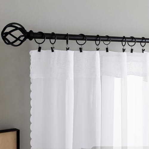 Image of Window Curtains White Sheer Curtains 90 Inches Long 2 Panels Tulle Curtains Window Panels for Bedroom Curtains 2 Panel Sets Rod Pocket Sheer White Curtains for Living Room Kitchen Yard 40 W x 90 L