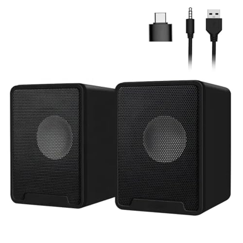 INGONEON Small PC Speakers,【2025 Upgraded Version】 Small Computer Speakers, Mini Laptop Speaker USB Powered 3.5mm Aux Speaker for PC,Laptop,Tablet 4 diaphragms and Deep Bass