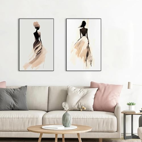 Affiches d'art mural femme salon peinture toile impression 50x70 cm