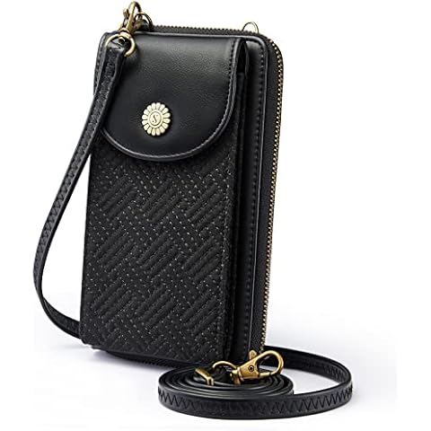 Kattee Umhängetasche Damen für Handy Handytasche aus PU-Leder mit RFID-Blockierung Cover