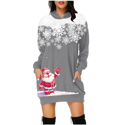 Vestido de fiesta de graduación de 2026 para mujer, vestido de noche con capucha, con bolsillo, falda estampada, gris, XL