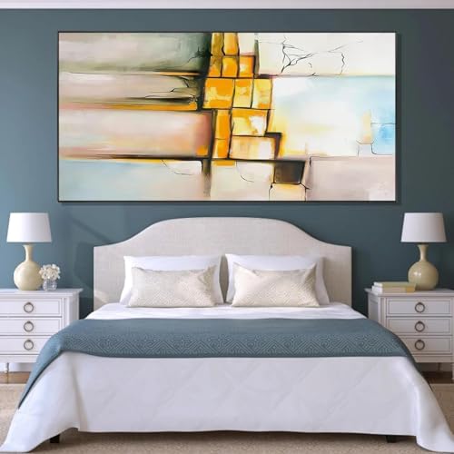 Toile abstraite jaune moderne 40x80cm pour illuminer l'ambiance de votre bureau