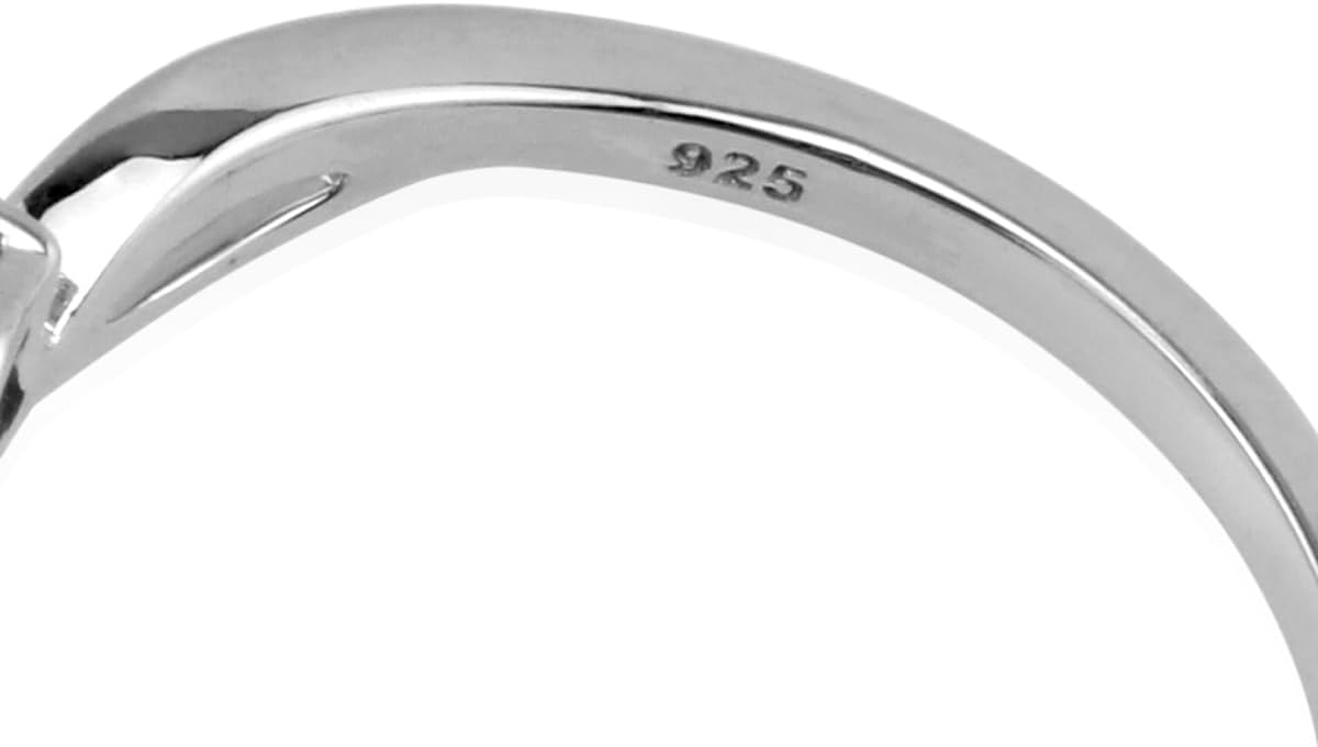 Silvershake 7x5mm Oval Shape White Gold Plated 925 Sterling Silver Engagement Ring