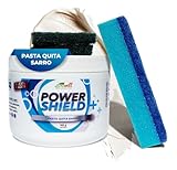 Pasta Quita Sarro Baño 500gr + 3 Fibras para Limpieza - Limpiador Multiusos para Superficies | Quita Manchas de Vidrios -...