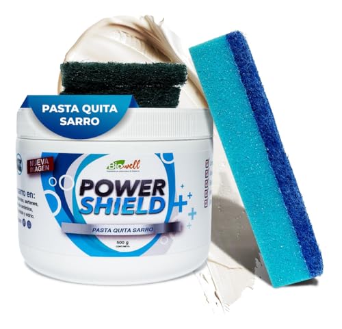 La mejor selección de Desincrustantes los mejores 5. 39 Pasta Quita Sarro Baño 500gr + 3 Fibras para Limpieza - Limpiador Multiusos para Superficies | Quita Manchas de Vidrios - Eliminador de Sarro | No Lastima las Manos - Ideal para...