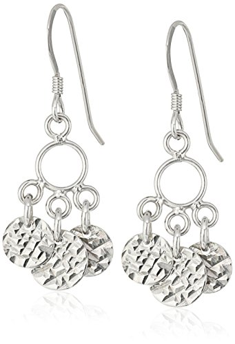 Amazon Collection Sterling Silver Diamond Cut Round Chandelier Wire Dangle Earrings