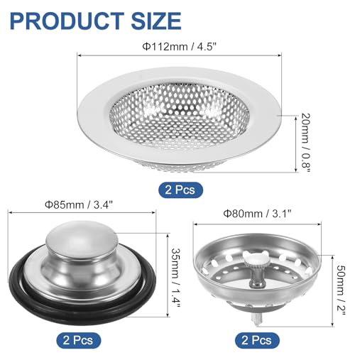 uxcell Colador para Fregadero de Acero Inoxidable Plata 6 Piezas miniatura 2