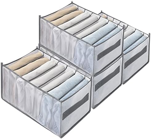 Wardrobe clothes organizer 7 grids ,Closet Organizers and Storage Baskets, Dresser Drawer Organizers for Clothing,Washable Foldable Drawer Clothes Compartment Storage Box for Bedroom Dorm Room(4Pcs)