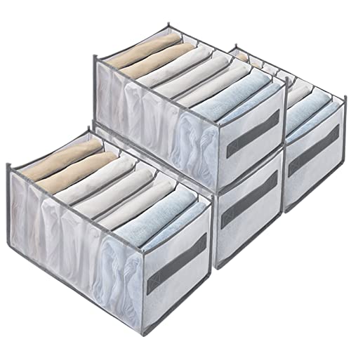 Wardrobe Clothes Organizer 7 Grids ,Closet Organizers And Storage Baskets, Dresser Drawer Organizers For Clothing,Washable Foldable Drawer Clothes Compartment Storage Box For Bedroom Dorm Room(4Pcs) #TOP1