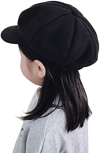 Kids Boys Girls Winter 8 Panels Newsboy Caps Wool Flat Beret Cabbie Hat for Toddler Baby,2 to 7 Years - Image 2