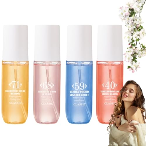 4 Pcs Brazilian Perfume,Brazilian Perfume Body Spray,Hair and Body Pe/rfume Spray Mist,Fruity Bod/y Spray,Hair Perf/ume Mist,Fruity and Floral Bod/y Fragrance Perfum/e Spr/ay,Long Lasting Perfum/es