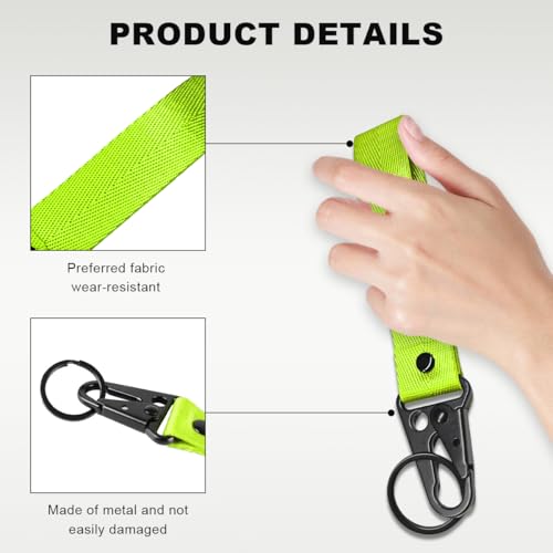 Image of Wevdn Car Key Chain, Fabric Metal Practical Multifunctional Motorcycle Keychain, Anti-Lost Keychain with O-Ring for Men Women (Fluorescence Green)