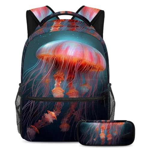 Sac à dos méduse fluorescente coloré océan grand format pour étudiant fille et garçon