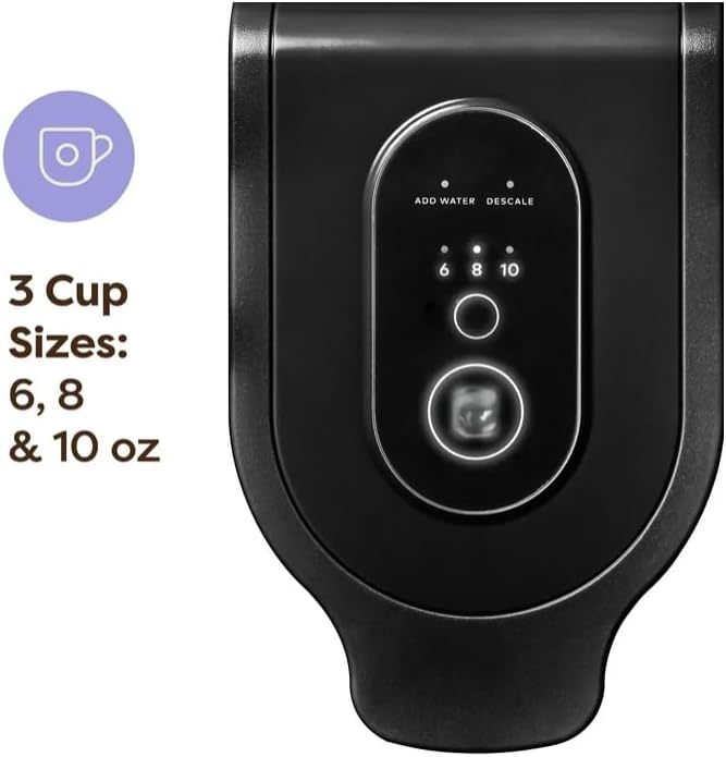 KeuriigK K Express Essentials Single Serve K Cup Pod Coffee Maker, 3 cup sizes (6, 8, and 10oz), Fast Fresh Brew, 30oz Removable Water Reservoir (Black)
