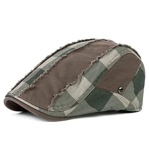 Béret à carreaux vintage avec pince crocodile casquette plate style rétro pour automne et hiver