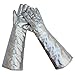 YWMJZEU 2Pcs Aluminum Foil Welding Gloves Thermal Insulating Gloves for Casting, 60cm 350 to 1000