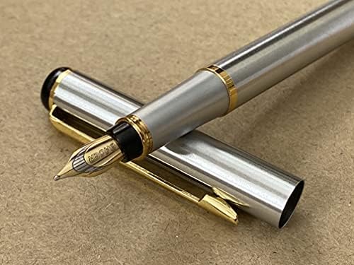 Rhapsody Luxury 3035 Executive STAINLESS STEEL Fountain Pen Ink Pens ~ 0.5mm Medium-Fine Nib