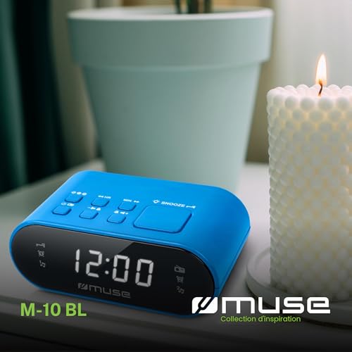 Muse M-10 BL Radio-réveil avec écran LED, 20 stations mémorisables Bleu – vue 2