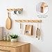 TRWISWDC Hickory Wood Coat Rack Wall Mount, 24 Inch Coat Hook Hanger Wooden Wall Coat Rack with 6 Hooks for Purse Clothes Towels Hats in Entryway Bedroom Bathroom, Natural