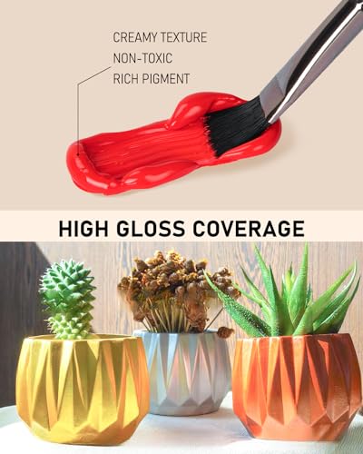 Nicpro 32 Colors Outdoor Acrylic Paint Bulk with Brush and Sponge, Knife, Non-Toxic Paint for Multi-surface Rock, Wood, Fabric, Leather, Crafts, Canvas, Shoes and Wall Painting