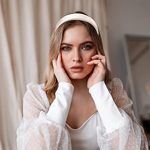 Yission 5Pcs Padded Headbands For Women Girls Non Slip Fashion Headband Satin Head Bands For Women's Hair Black White Yellow Champagne Gray Head Band Hair Accessories For Women Girls #TOP1