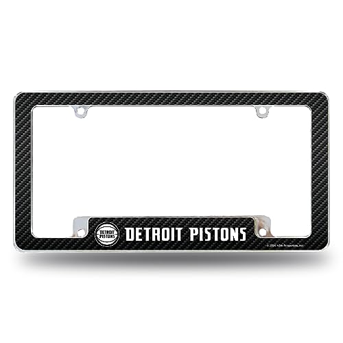 Rico Industries NBA Detroit Pistons Carbon Fiber 12" x 6" Chrome All Over Automotive License Plate Frame for Car/Truck/SUV