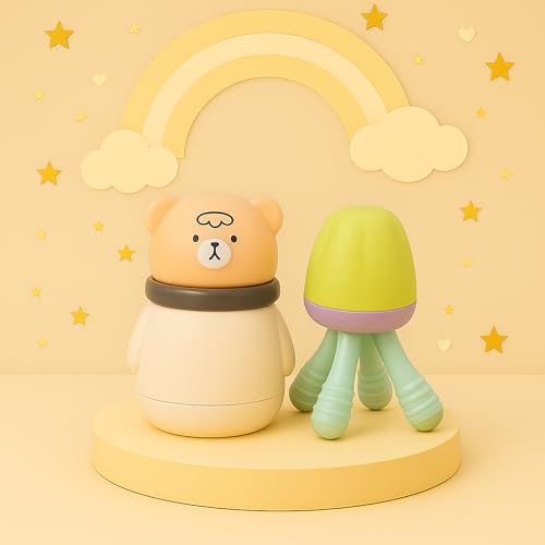 Image of Baby Skin Care Powder Talcum Puff Case Cum Container Box With Fruit Feeder Nibbler Teether For Babies /Kids /Toddler /New Born BPA Free (PATTERN 45)