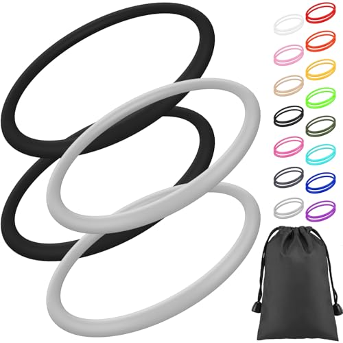 Image of Foilswirl Silicone Patella Knee Band for Basketball Patella Tendon Support Knee Pain Running Tendon Brace Support Strap(4,Black and Gray,L)
