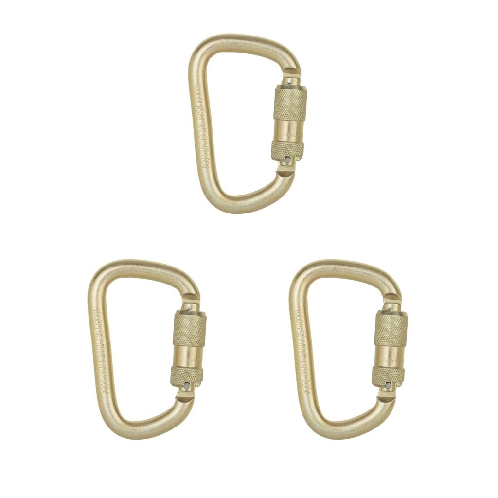 45KN Karabinerhaken Stahl D-Ring Schraubverschluss Klettern Gold