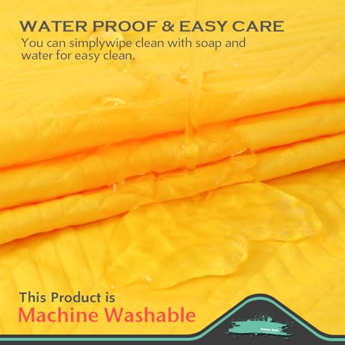 Eazzier Bath Yellow Fabric Shower Curtain or Liner - Leaf Weave Textured Thin Cloth Shower Curtains for Bathroom, Hotel Luxury Light Weighted Bath Curtain Set with 12 Hooks,72x72, Yellow by Eazzier Bath - Used condition - Image 4