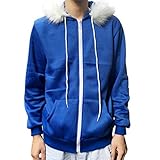 Lookatool LLC Men Women Cosplay Blue Fleece Hooded Jacket Sweater Costume Warm Sport Coat L