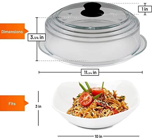 Microwave Cover Glass - Microwave Splatter Cover 100% Food Grade, Glass Microwave Covers For Food Splatter Bpa Free And Dishwasher Safe, Vented Plate Cover Lid Silicone Knob, 9.5" - Bezrat (Black) #TOP1