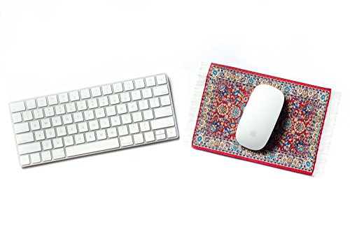 Mouse Pad - Oriental Carpet Woven Fabric Mousepad - Assorted Red Carpet Design Available At This Time -Red Tabriz Design #TOP1