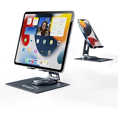 Rrtizan Mobile Phone Stand Adjustable Mobile Phone Holder - Mobile Phone Holder with 360° Rotating Base, Foldable Stand for Tablets, Holder for Mobile Phone and Tablet Cover