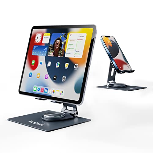 Support Téléphone - Support Tablette Réglable - Support de Téléphone avec Support Pivotant à 360 ° - Support de Tablette Pliable - Support Dock pour iPad Pro, iPad Air Mini, Samsung Tab - Noir Cover