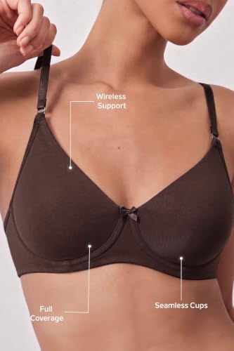 Image of Van Heusen Women's Everyday Cotton Bra|Medium Coverage|Non Padded|Non Wired|Seamless Moulded Cups|Anti Bacterial Tech| Keeps you Fresh|Sweat Absorbent|No Slip Soft Straps|Detachable Straps|Style 11001